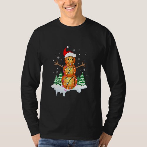 Basketball Player Snowman Santa Basketballs Light  T_Shirt