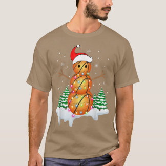 Basketball Player Snowman Santa Basketballs Light  T-Shirt