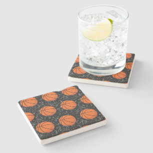 Basketball Player Sport Ball Elegant Black Glitter Stone Coaster