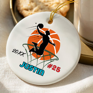 basketball player sports boy athlete customizable ceramic ornament