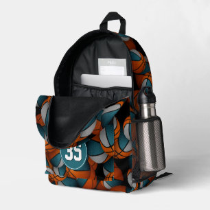 Basketball player teal gray team colors  printed backpack