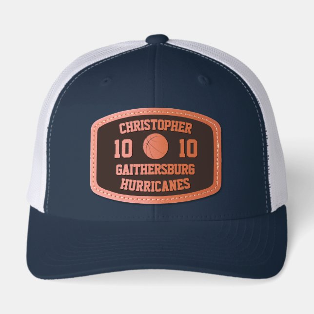 Basketball Player, Team, or Coach Personalized  Leather Patch Hat (Front)
