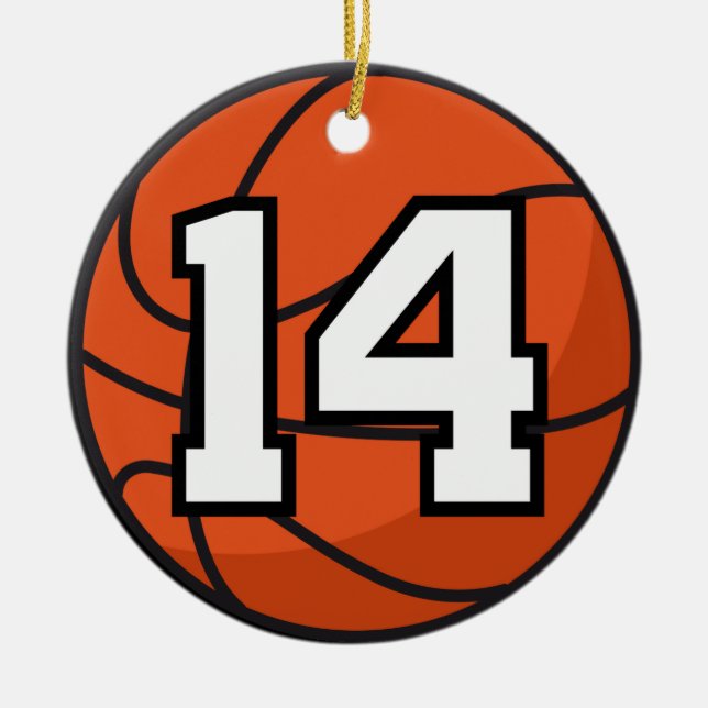 Basketball Player Uniform Number 14 Gift Idea Ceramic Ornament (Front)