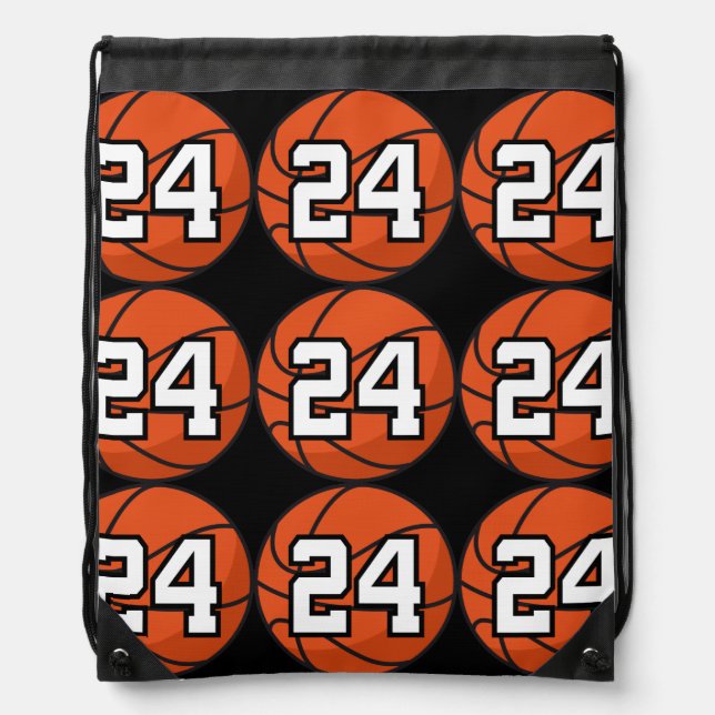 Basketball Player Uniform Number 24 Gift Idea Drawstring Bag (Front)