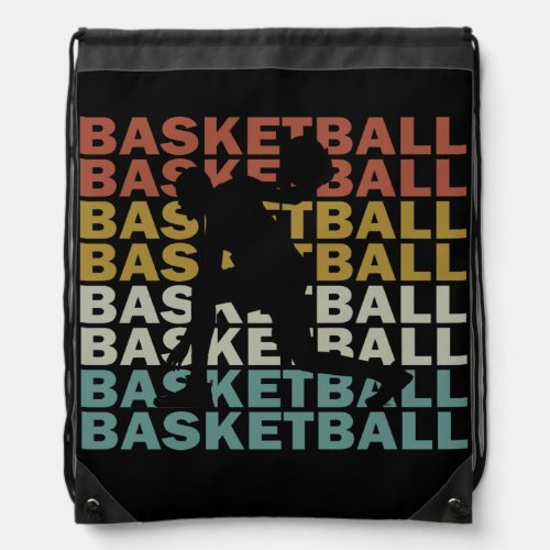 Basketball player vintage retro style drawstring bag