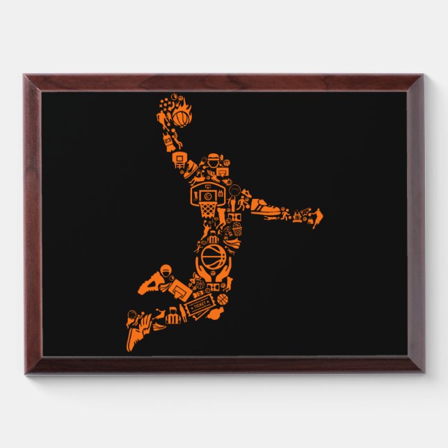 Basketball Player Vintage Sports Athlete Award Plaque (Horizontal)