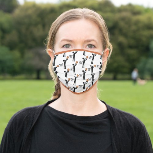 Basketball player with ball and border pattern adult cloth face mask