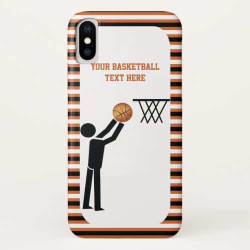 Basketball player with ball and stripes iPhone x case