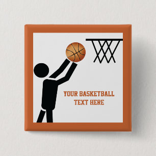 Basketball player with ball custom button