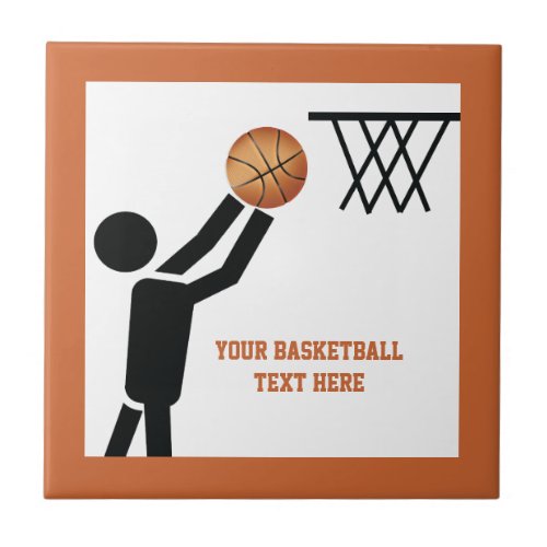 Basketball player with ball custom ceramic tile