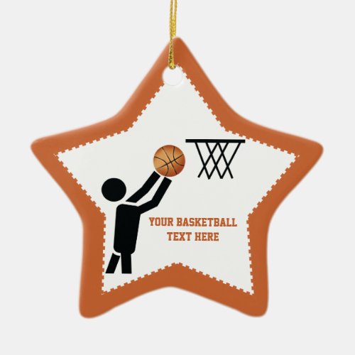 Basketball player with ball star ceramic ornament