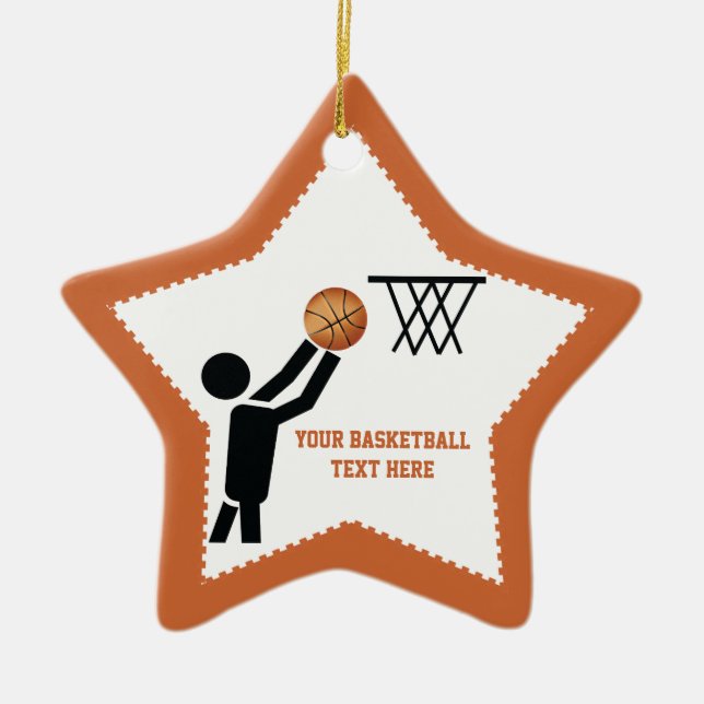 Basketball player with ball star ceramic ornament (Front)