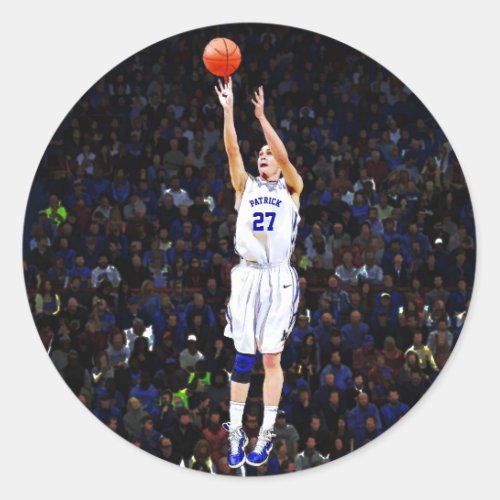 Basketball Player With Your Name And Number Classic Round Sticker