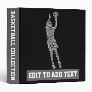 Basketball Player Word Art Customizable 3 Ring Binder