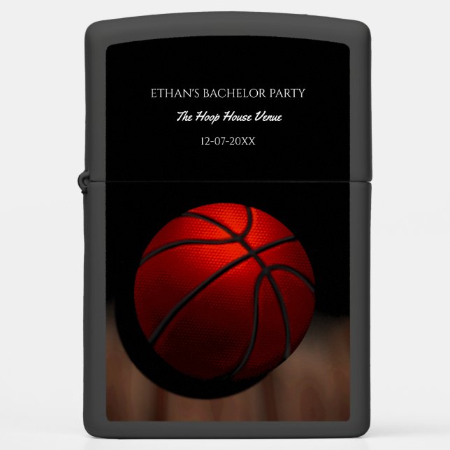 Basketball Players Black and Orange Bachelor party Zippo Lighter (Front)