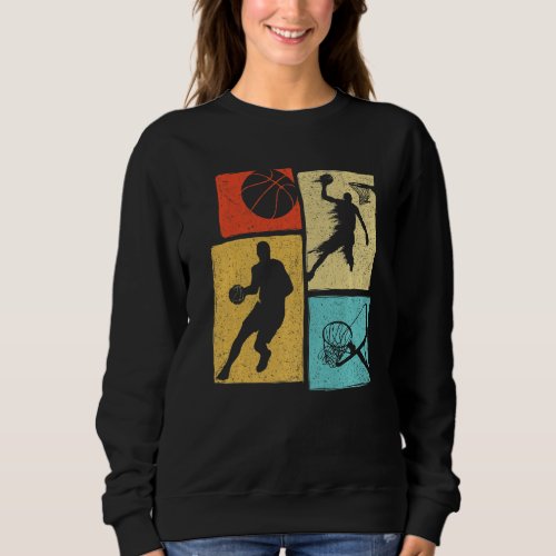 Basketball Players  Colorful Ball Hoop Sports Sweatshirt