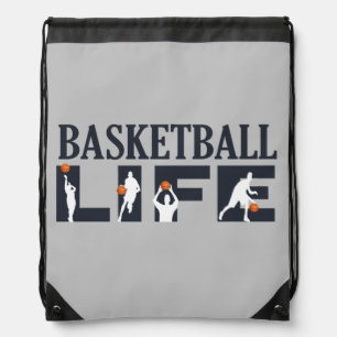 Basketball players driblling drawstring bag