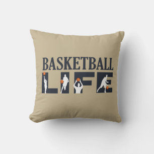 Basketball players driblling throw pillow