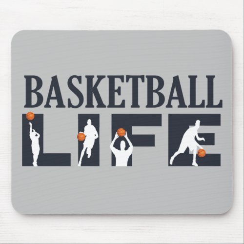 Basketball players driblling with orange ball mouse pad