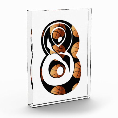 Basketball Players Number Eight With Basketballs  Photo Block