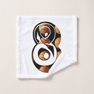 Basketball Players Number Eight With Basketballs, Wash Cloth
