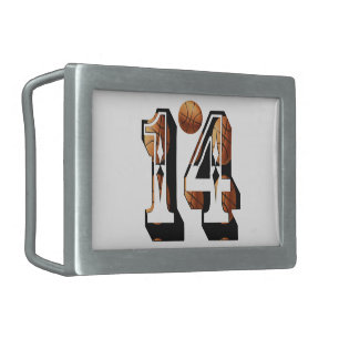 Basketball Players Number Fourteen Picture Logo, Belt Buckle