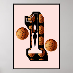 Basketball Players Number One With Basketballs, Poster