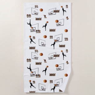 Basketball Players Pattern, Beach Towel