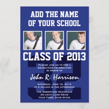 Basketball Player's Sports Graduation Shirt Number Invitation by VillageDesign at Zazzle
