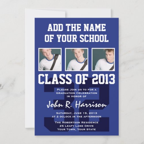 Basketball Player's Sports Graduation Shirt Number Personalized Invitations