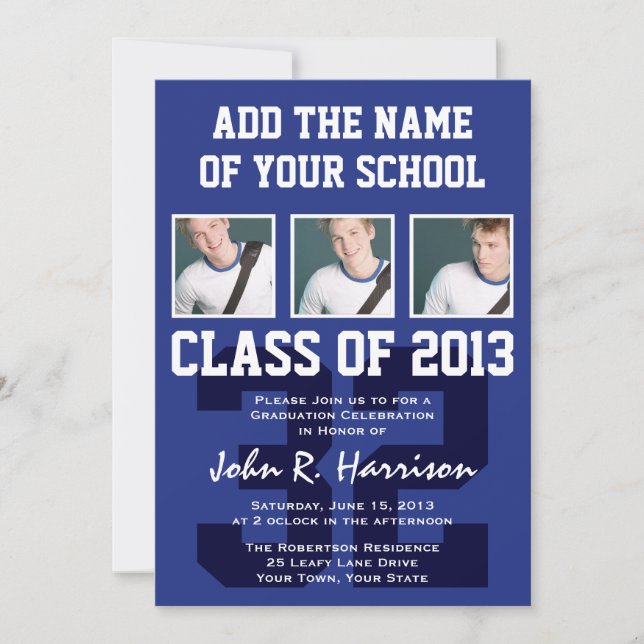 Basketball Player's Sports Graduation Shirt Number Invitation (Front)