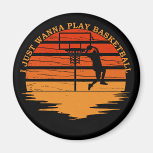 Basketball players vintage retro sunset style magnet