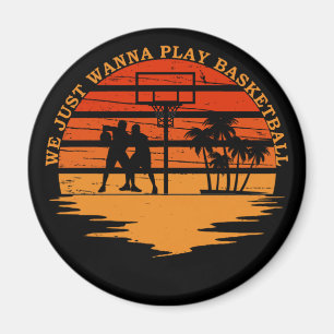 Basketball players vintage retro sunset style magnet