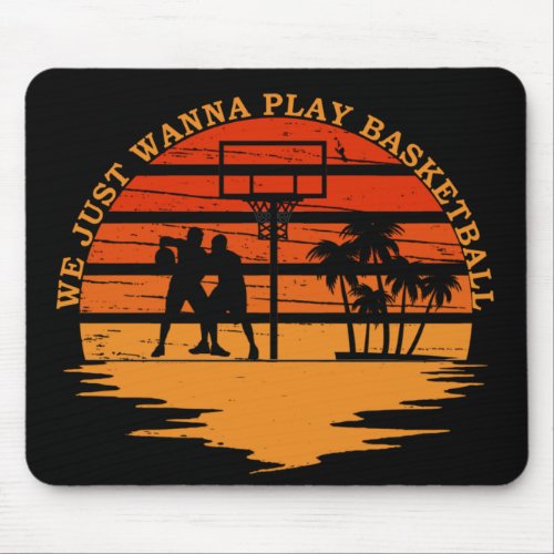 Basketball players vintage retro sunset style mouse pad