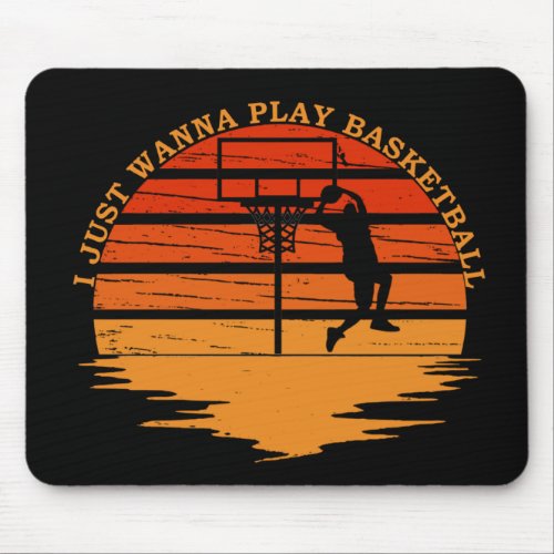 Basketball players vintage retro sunset style mouse pad