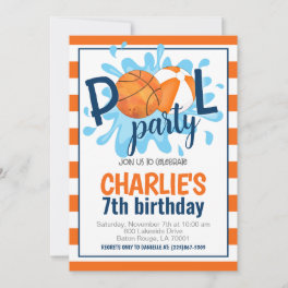 Basketball Pool Party Birthday Invitation