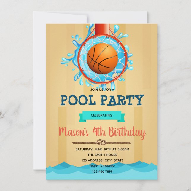 Basketball Pool Party invitation (Front)