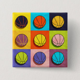 Basketball Pop Art Button
