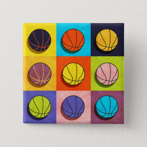 Basketball Pop Art Button