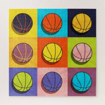 Basketball Pop Art Jigsaw Puzzle by LoveMalinois at Zazzle