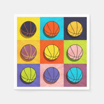Basketball Pop Art Napkins by LoveMalinois at Zazzle