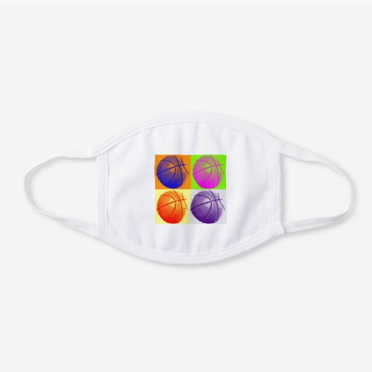 Basketball Pop Art Popular Sports White Cotton Face Mask (Front)