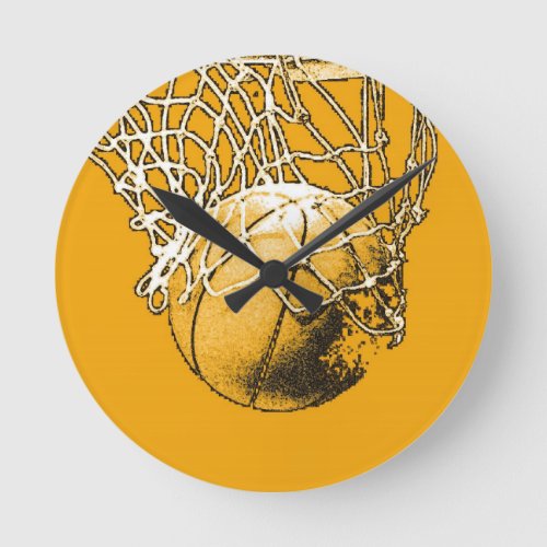 Basketball Pop Art Round Clock