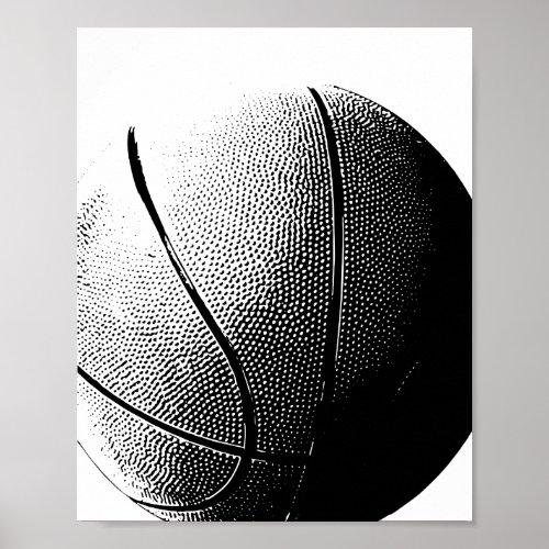 Basketball Poster Black White Sports Print