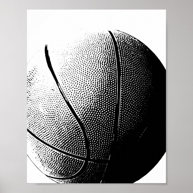 Basketball Poster Black White Sports Print (Front)