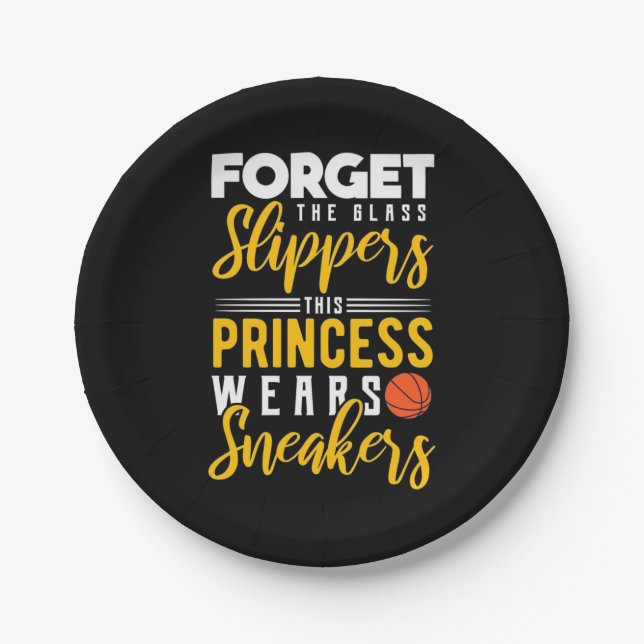Basketball Princess Wears Sneakers Paper Plates (Front)
