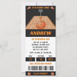 Basketball Pro Ball Birthday Party ticket Invitation