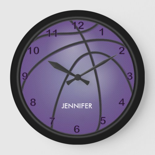 Basketball  Purple  Personalize Large Clock