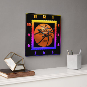 Basketball Rainbow color clock with Player Name