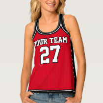 Basketball Red Black Outines Varsity Sports Tank Top